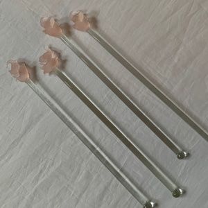 Pink elephant swizzle sticks | Glass drink stirs  glass swizzle sticks